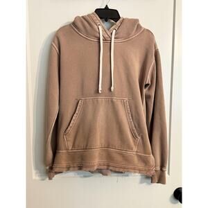We The Free Sweatshirt Sz XS Beige Fleece Hooded Kangaroo Pocket Pullover Soft